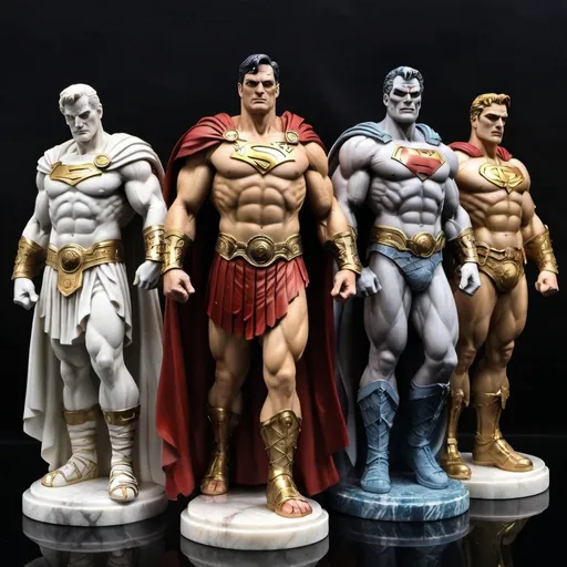 Prompt: DC comics Villains as roman Statues detailed marble style.