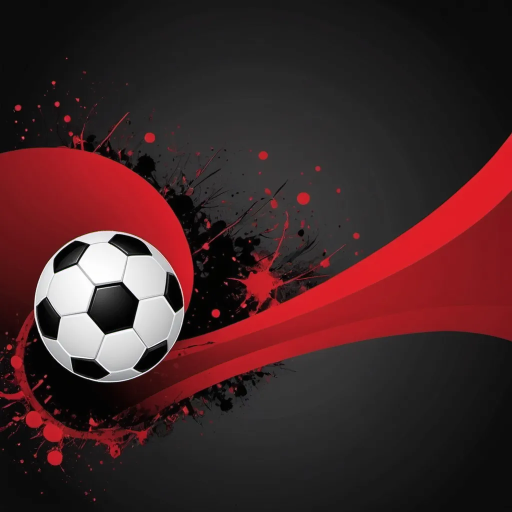 Prompt: a black and red background with a soccer theme
