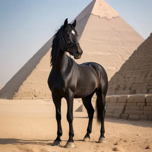 Prompt: Hyper-realistic morning photograph of a black horse in the pyramids of Egypt, sharp focus, 8k, sunny, Sony 50mm 1.4, Sony, AR 16:9, detailed fur, vibrant colors, warm lighting, professional photography, high resolution, horse, morning, sunny, hyper-realistic, sharp focus, 8k, photograph, Sony, 50mm 1.4, detailed fur, vibrant colors, warm lighting, professional
