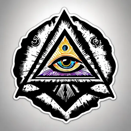 Prompt: sticker art, less detail, eye of Illuminati, eye of providence, occult signs


