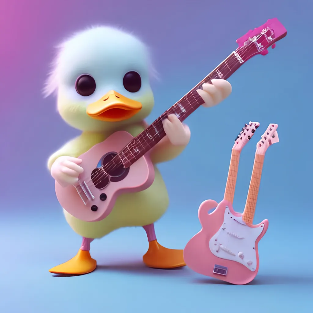 Prompt: Tiny cute duck playing 
guitar toy, standing 
character, soft smooth 
lighting, soft pastel 
colors, skottie young, 
3d blender render, 
polycount, modular 
constructivism, pop 
surrealism, physically 
based rendering, 
square image
