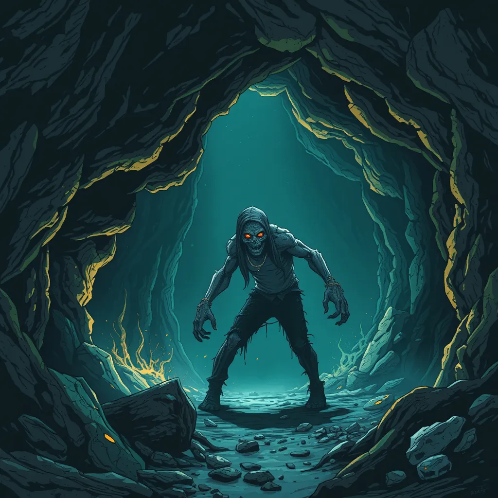 Prompt: zombie in a  cave