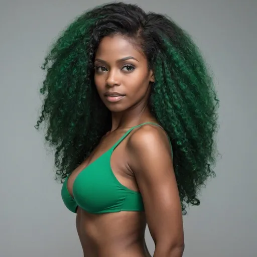 Prompt: linda mulher negra nua de corpo inteiro cabelos verdes
