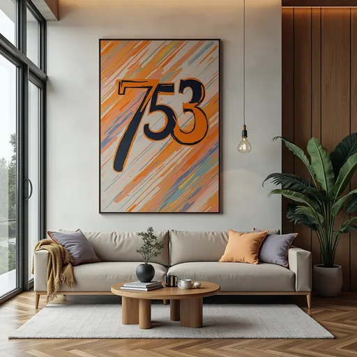 Prompt: modern art with 753 as logo

