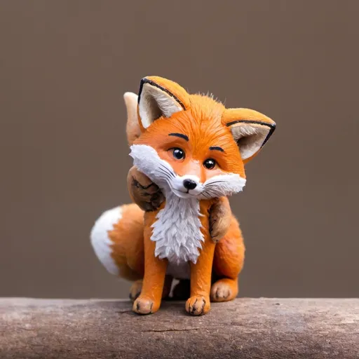 Prompt: A fox, cute, young, bright, funny, simple