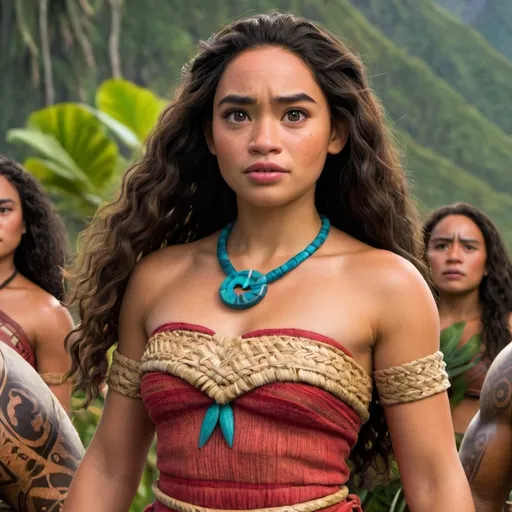 Prompt: Catherine Lagaaia como Moana em live action