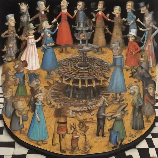 Prompt: zoetrope fantasy  : : folk brut naive art, simbolism masterpiece, intricate detail, lienzo encaustica by medieval master