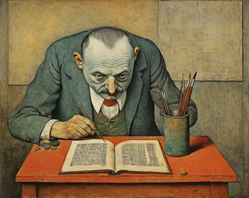 Prompt: ars oniric  _ paint canvas by roland topor, paul klee, balthus
