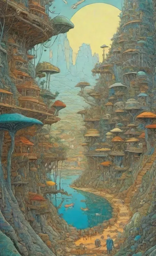 Prompt: paradise close up  : : folk brut naive art, simbolism masterpiece, intricate detail artwork by moebius