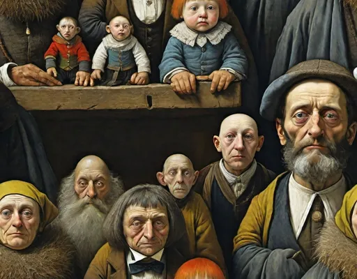 Prompt: hierogamic  homeless family portrait  : simbolist masterpiece, intricate detail, artwork by  brueghel, joel peter witkin, odilon redon, jawlensky,  balthus, roland topor, full coloured