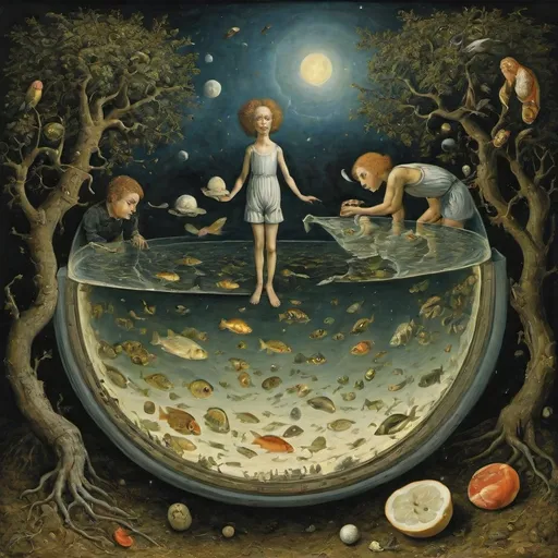 Prompt: psyche's ectasy  : : simbolism masterpiece, intricate detail, surreal ambient artwork by roland topor, brueghel, oil