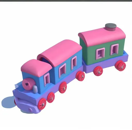 Prompt: 3d cartoon cute train without background 