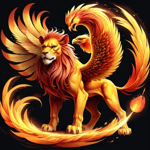 Prompt: A fusion of a lion and Phoenix.