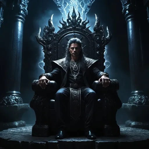 Prompt: Angra Mainyu sitting on his throne.