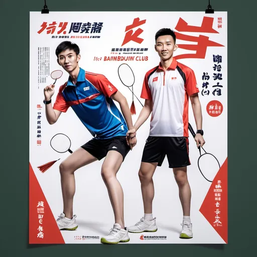 Prompt: an poster for IHAN badminton club recruit and contain some badminton star feature like LInDan and Lee ChongWei