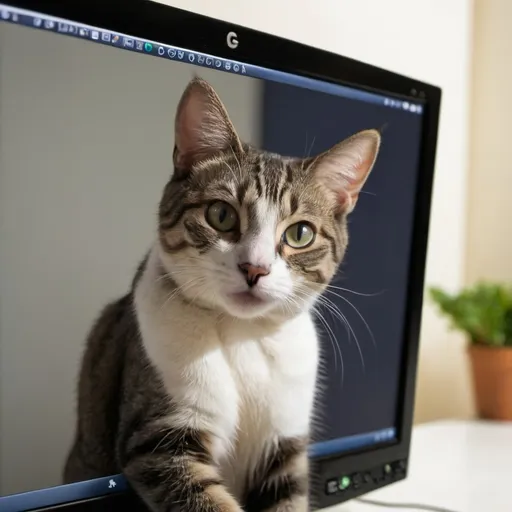 Prompt: A cat hugging the screen.