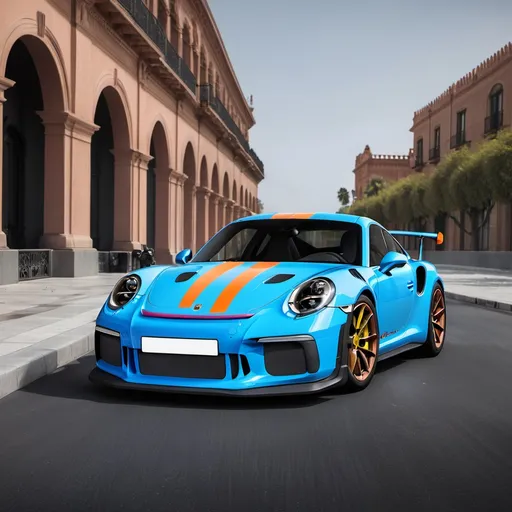 Prompt: Porsche 911 gt3 rs with beautiful Mexico blue