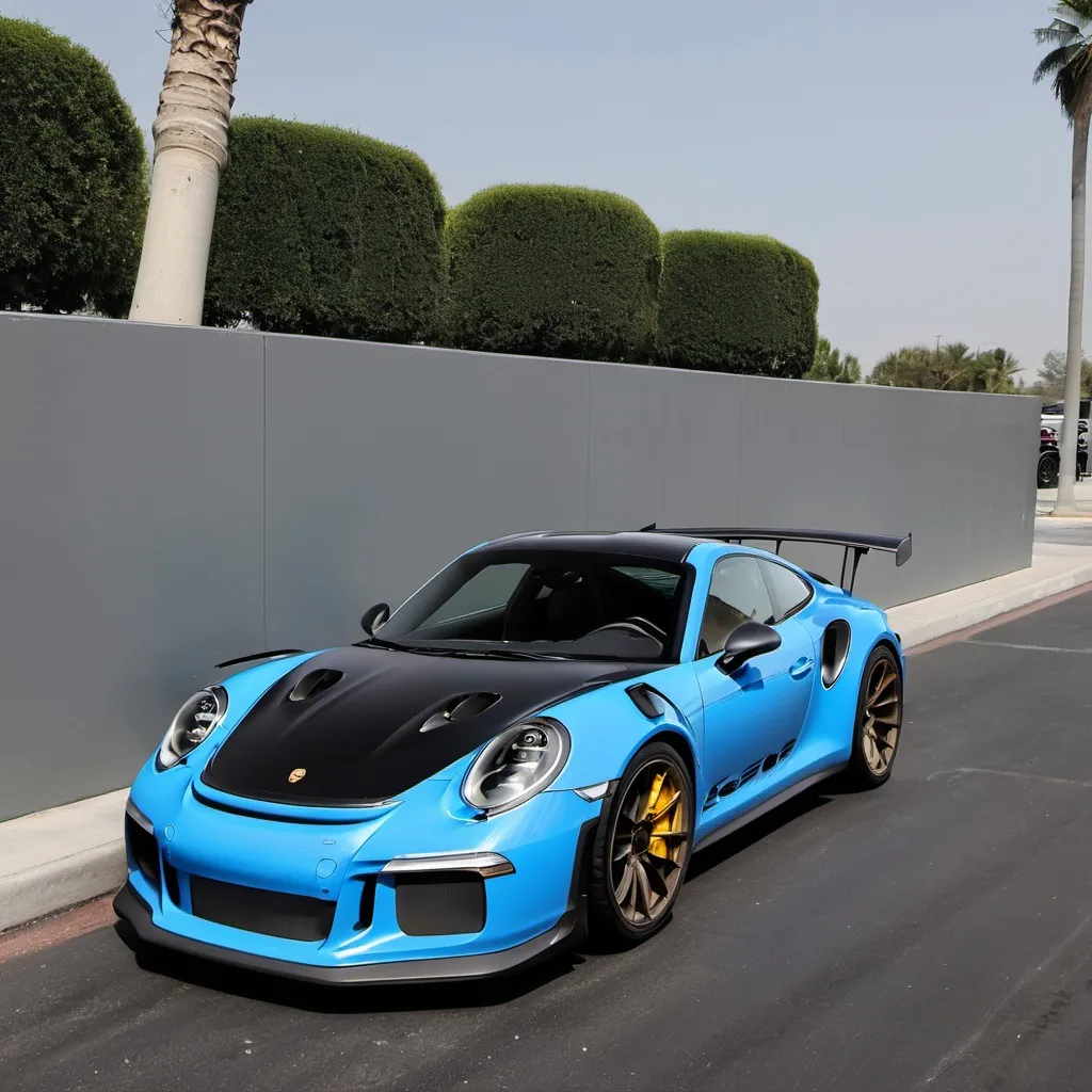 Prompt: Porsche 911 gt3 rs with beautiful Mexico blue