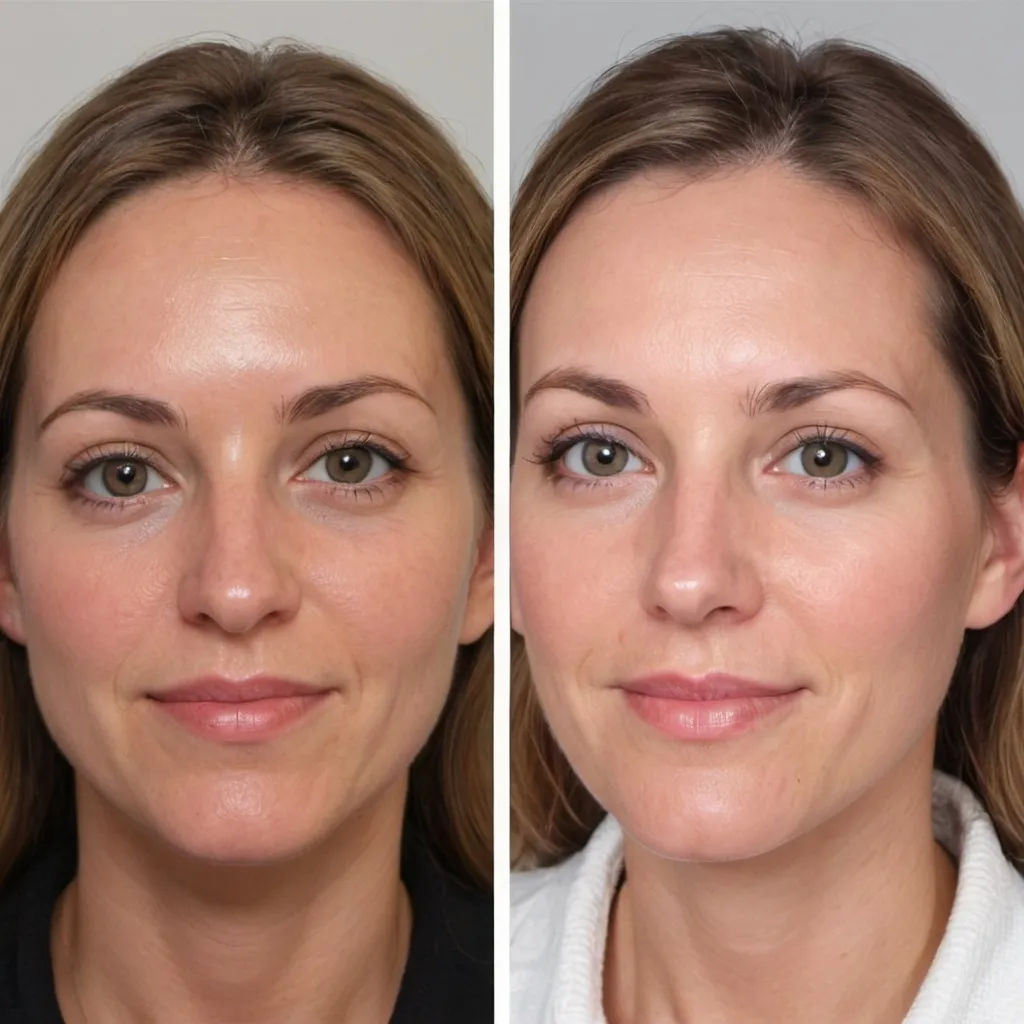 Prompt: Want to see the amazing difference a facial treatment can make? Meet Rachel, a professional model who agreed to share her journey with us.
Before: Rachel came to us with tired-looking skin that lacked vitality. Fine lines had begun to appear around her eyes and mouth, and her skin was somewhat dry and lackluster.
After: Following a series of personalized facial treatments, Rachel's face is radiant with vitality! Her skin looks fresh, hydrated, and glowing. The fine lines have significantly softened, and her overall appearance is more youthful and refreshed.
Rachel says: 'I feel like time has been turned back. My skin looks and feels better than it has in years. I'm full of confidence and ready to take on the modeling runway again!'
Discover how you too can achieve amazing results like Rachel's. Book your first treatment today!"

