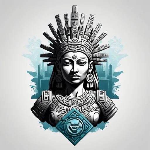 Prompt: can you make a urban style design using the word Vika and mayan statue for a modern t shirt 