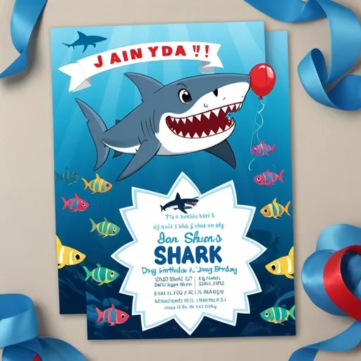 Prompt: Shark Birthday invitation
Jassim is 5 years old