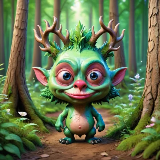 Prompt: Fantasy forest cute mythical creature fairytale