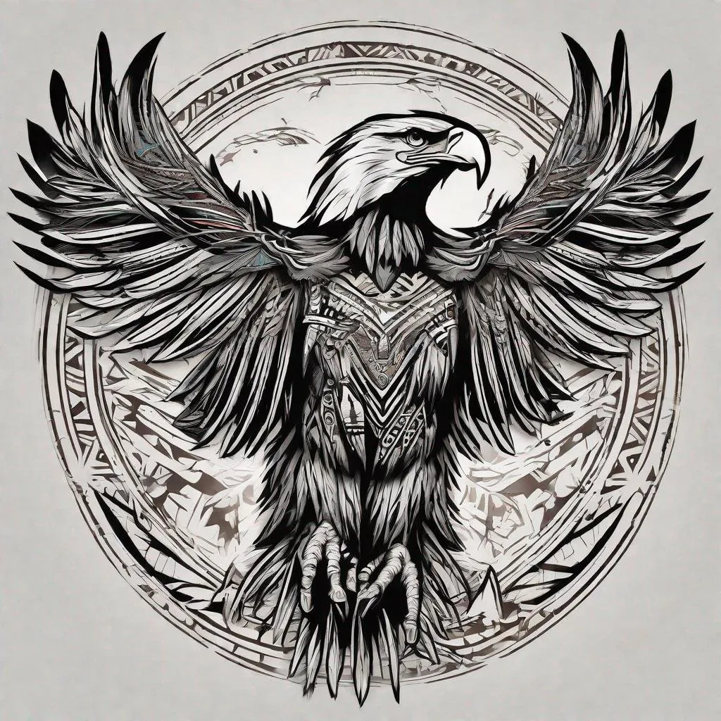 Prompt: Native American eagle tribal 