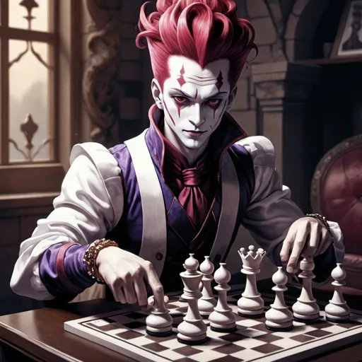 Prompt:  hisoka playing chess
in a fantasy art style