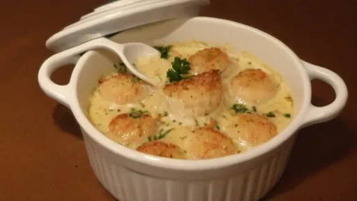 Prompt: scallop casseroles with white wine