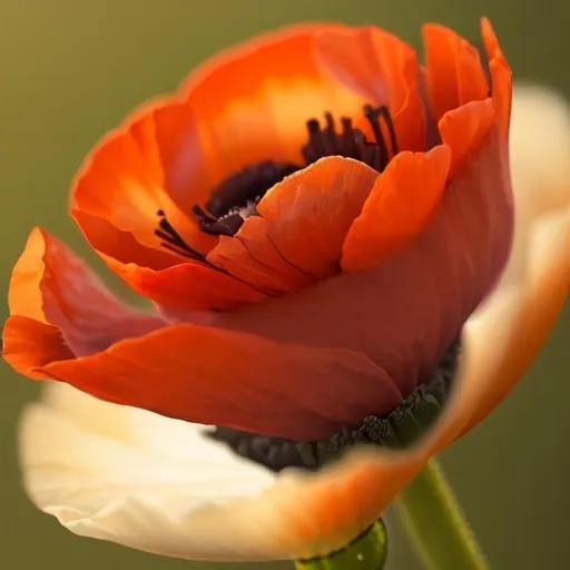 Prompt: A poppy closeup, detailed texture and details. macro lens, product photography