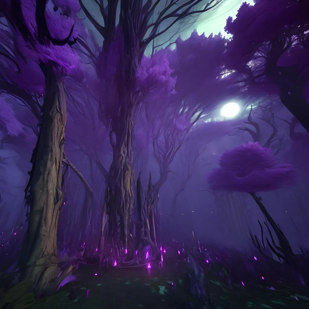 Prompt: Dreamcore afterhours beautiful haunted forest mysterious trees space galaxies