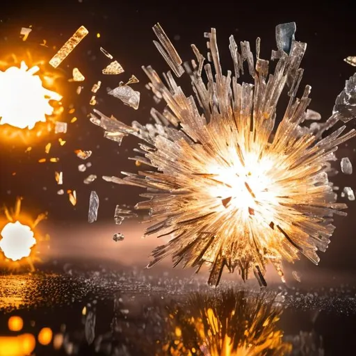 Prompt: glass fragments explosion