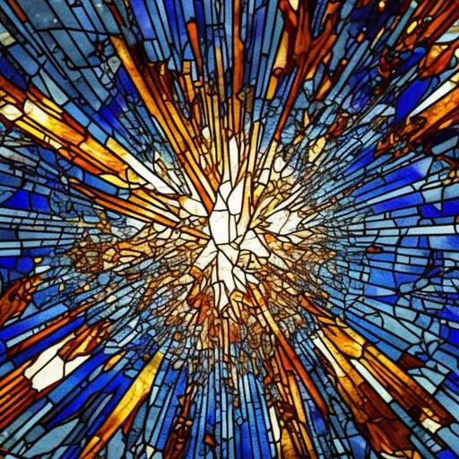 Prompt: stained glass shattering (space(explosion))