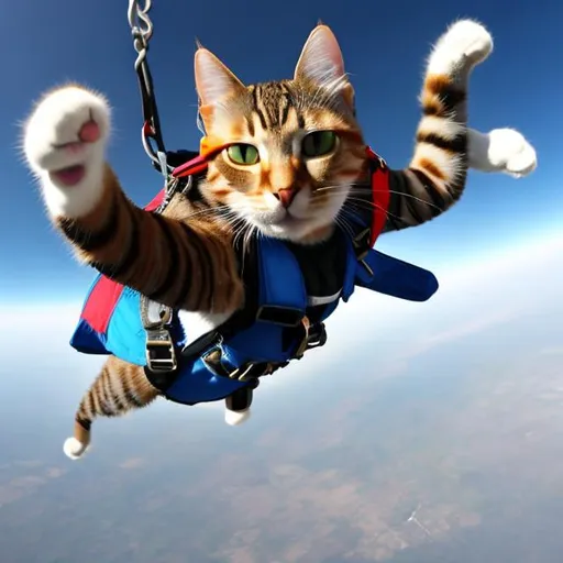 Prompt: cat skydiving with parachute