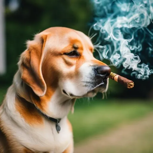 Prompt: dog smoking a cigar