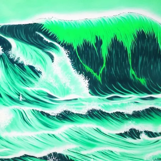 Prompt: neon green large tsunami