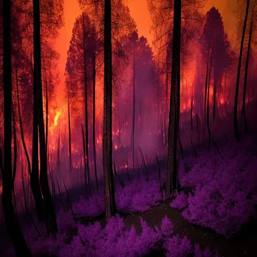 Prompt: purple forest fire