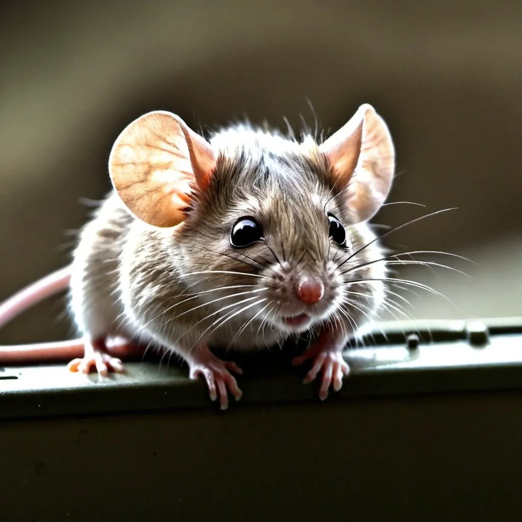 Prompt: a mouse poking it's head out of a tank