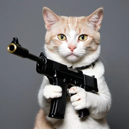 Prompt: cat with a gun