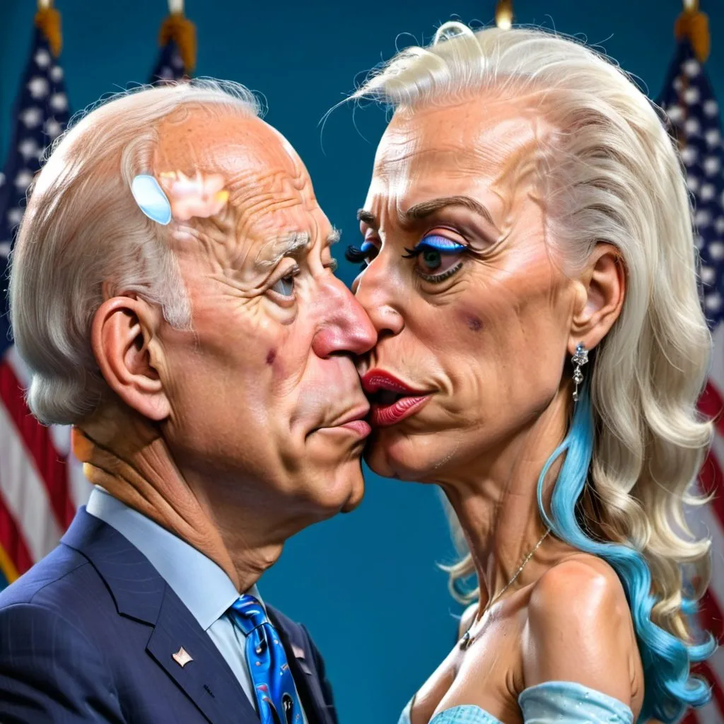 Prompt: biden kissing a transgender 