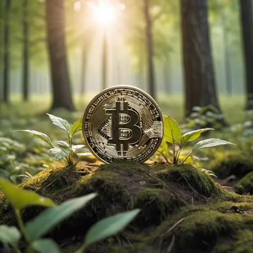 Prompt: Bitcoin placed in beatiful nature