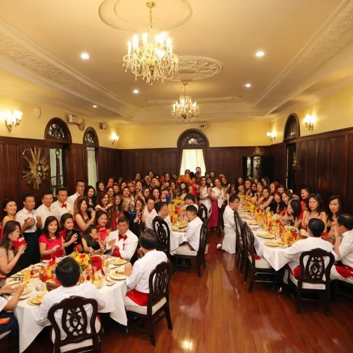 Prompt: A party in kapitan tiagos (Don Santiago de los Santos) in Manila home 