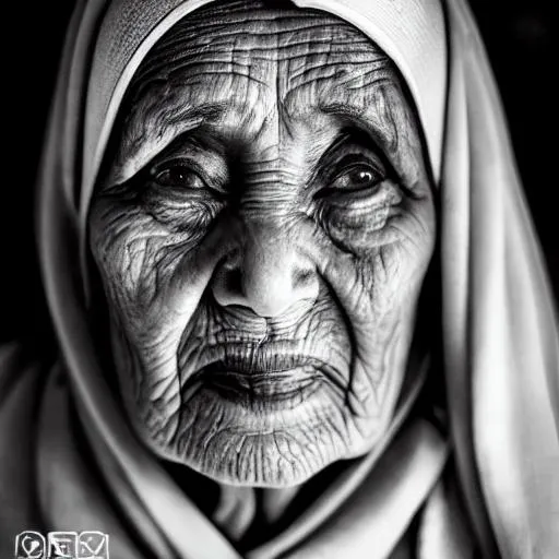 Prompt: photo realistic portrait of {moroccan old women}, centered in frame, facing camera, symmetrical face, ideal human, 85mm lens,f8, photography, ultra details, natural light, light background, photo, Studio lighting