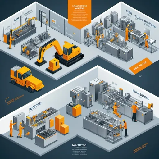 Prompt: (Conceptual illustration of quick response manufacturing vs lean manufacturing), vibrant and dynamic, engaging visual comparisons, clear separation of each concept, concise infographics depiction, high-quality design elements, modern aesthetics, emphasizing efficiency and adaptability in manufacturing processes, clean lines, bold colors, ultra-detailed, informative layout, inspiring atmosphere.