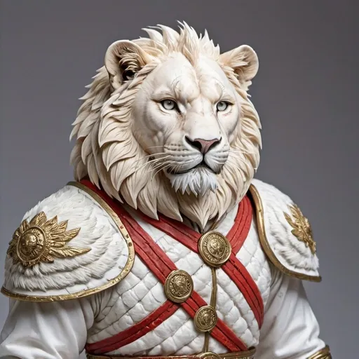 Prompt: Highly Detailed Male White Leonin Fighter