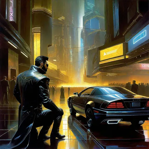 Prompt: Deus Ex poster, PC game, 2000, montage, cyberpunk, dark, realistic, extremely detailed painting by Greg Rutkowski by Steve Henderson 
