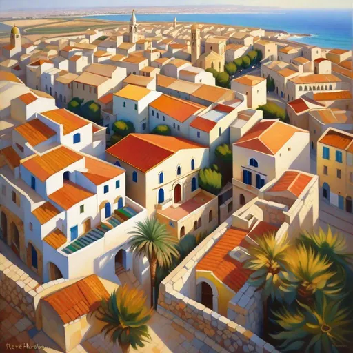 Prompt: Aerial view Acre, Israel, photorealistic, extremely detailed painting by Greg Rutkowski by Steve Henderson