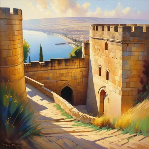 Prompt: Derbent fortress, photorealistic, extremely detailed painting by Greg Rutkowski by Steve Henderson