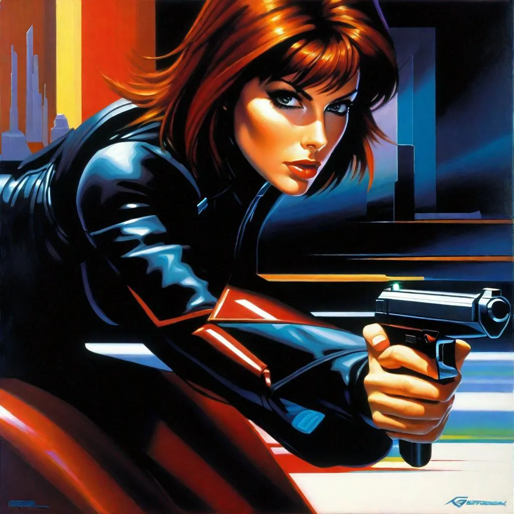 Prompt: Perfect Dark, N64 gameplay, 2000, N64 graphics, cyberpunk, dark, realistic, extremely detailed painting by Greg Rutkowski by Steve Henderson 