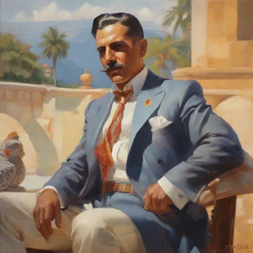 Prompt: 1930's Latin American dictator, realistic, extremely detailed painting by Greg Rutkowski by Steve Henderson 